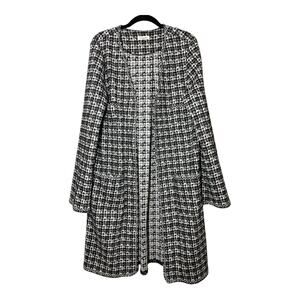 Max Studio Long Blazer Duster Jacket Houndstooth Large NWOT